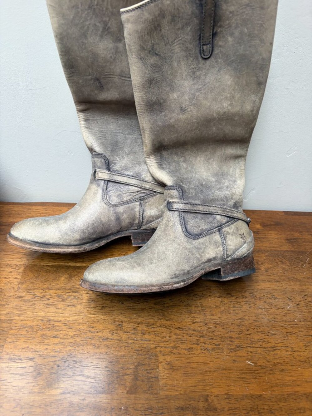 Frye Lindsay Plate boot.  Stone Wash size is 5.5